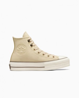 Beige Converse Chuck Tayor All Star Lift Women Platform Shoes UK | C-53482679