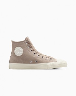 Beige White Converse CONS Chuck Taylor All Star Pro Nubuck Men Skate Shoes UK | C-63217949