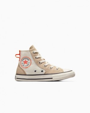 Beige / Orange Converse Chuck Taylor All Star Kids' Canvas Shoes UK | C-30619759