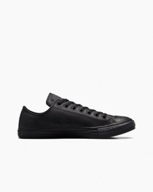 Black Converse Chuck Taylor All Star Leather Men Tennis Shoes UK | C-45910389