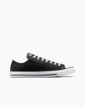 Black Converse Chuck Taylor All Star Leather Women Tennis Shoes UK | C-93162479