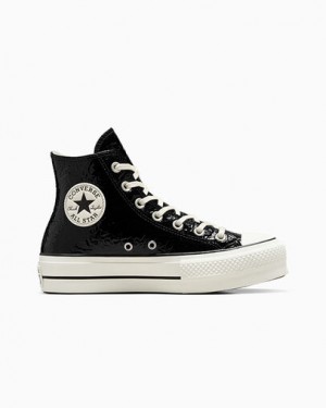 Black Converse Chuck Taylor All Star Lift Women Platform Shoes UK | C-28953079