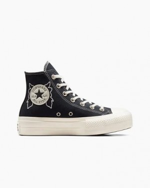 Black Converse Chuck Taylor All Star Lift Women Platform Shoes UK | C-62958139