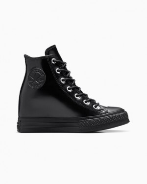 Black Converse Chuck Taylor All Star Wedge Women Platform Shoes UK | C-28154969