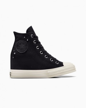 Black Converse Chuck Taylor All Star Wedge Women Platform Shoes UK | C-61358029