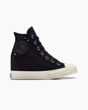 Black Converse Chuck Taylor All Star Wedge Women Platform Shoes UK | C-60437829