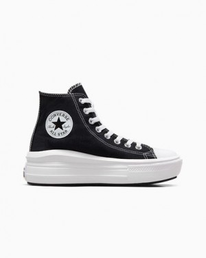 Black / Beige White Converse Chuck Taylor All Star Move Men Platform Shoes UK | C-42379089