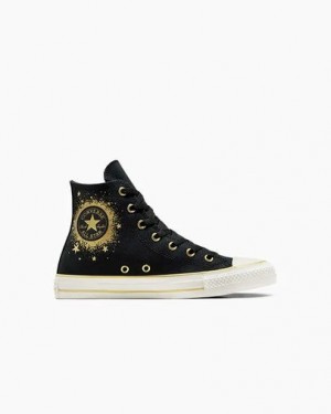 Black / Gold / White Converse Chuck Taylor All Star Gold Metallic Kids' Sneakers UK | C-70842169