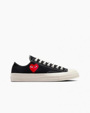 Black / Red Converse PLAY Comme des Garçons Single Heart Chuck 70 Men Sneakers UK | C-36142879