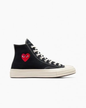 Black / Red Converse PLAY Comme des Garçons Single Heart Chuck 70 Men Sneakers UK | C-86753929