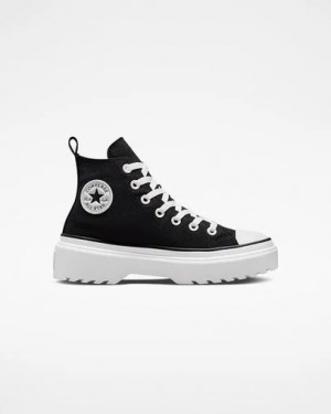 Black / White Converse Chuck Taylor All Star Lugged Lift Platform Kids' Canvas Shoes UK | C-82039479