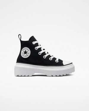 Black / White Converse Chuck Taylor All Star Lugged Lift Platform Kids' Canvas Shoes UK | C-46792309