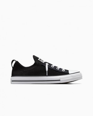 Black / White Converse Chuck Taylor All Star Shoreline Knit Women Slip On Shoes UK | C-27693089