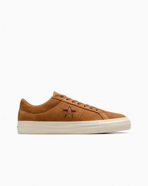 Brown Converse CONS One Star Pro Nubuck Men Tennis Shoes UK | C-69428019