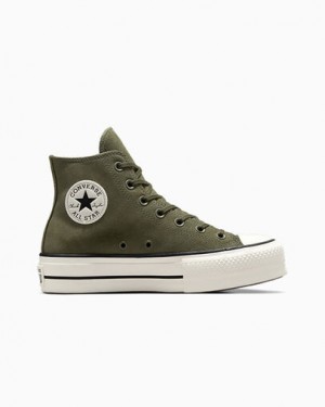 Dark Green / Black Converse Chuck Taylor All Star Lift Women Platform Shoes UK | C-85196079