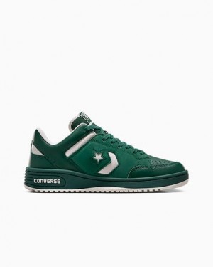 Green Converse Weapon Leather Men Basketball Shoes UK | C-19367859