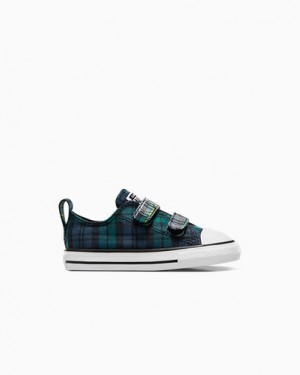 Green / Navy / White Converse Chuck Taylor All Star Plaid Kids' Sneakers UK | C-05792819