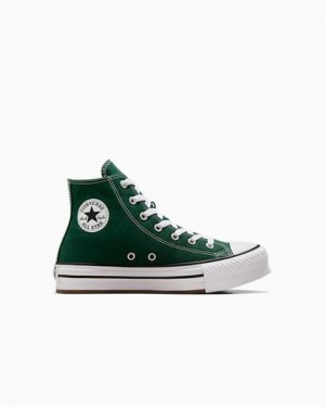 Green / White / Beige White Converse Chuck Taylor All Star EVA Lift Kids' Platform Shoes UK | C-48156029