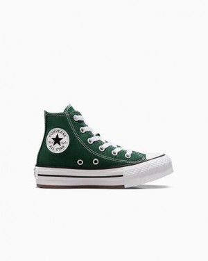 Green / White / Beige White Converse Chuck Taylor All Star EVA Lift Kids' Platform Shoes UK | C-18632579