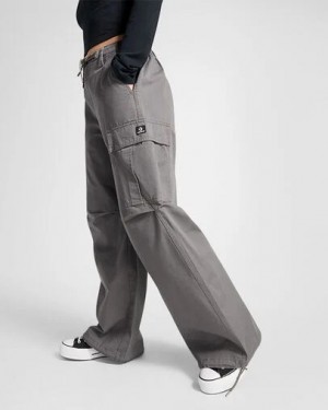 Grey Converse Fleece Women Cargo Pants UK | C-29657039