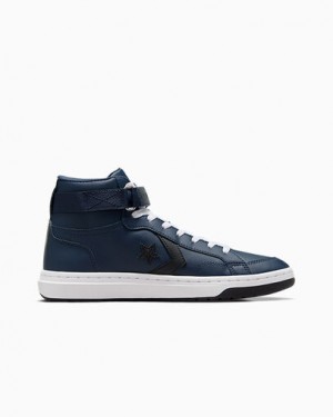 Navy / Black / White Converse Pro Blaze V2 Leather Women Basketball Shoes UK | C-28374659