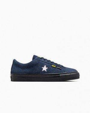 Navy / Black / Yellow Converse Converse x IRAK NYC One Star Pro Women Skate Shoes UK | C-60534919