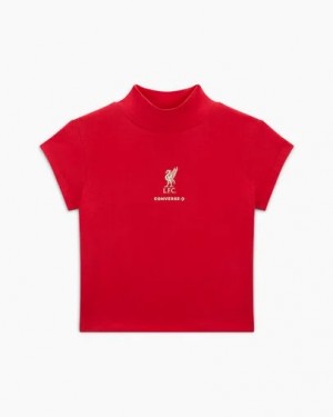 Pink Converse Converse x Liverpool FC Women T Shirts UK | C-96870139