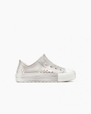 Pink / Silver / White Converse Chuck Taylor All Star Play Lite CX Metallic Kids' Sneakers UK | C-57841069