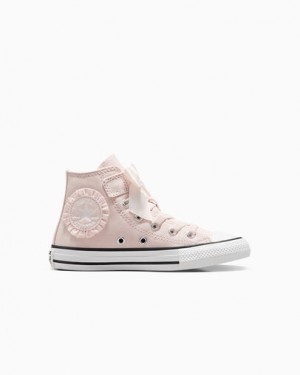 Pink / White Converse Chuck Taylor All Star Ruffles & Bows Easy-On Kids' Sneakers UK | C-85392419