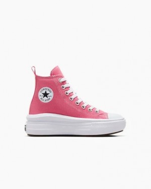 Pink / White / Black Converse Chuck Taylor All Star Move Platform Kids' Canvas Shoes UK | C-26537919