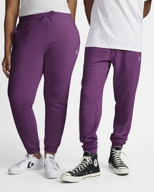 Purple Converse Go-To Embroidered Star Chevron Standard-Fit Men Sweatpants UK | C-54683099