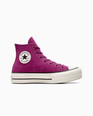 Purple / Black Converse Chuck Taylor All Star Lift Women Platform Shoes UK | C-86974039