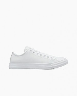 White Converse Chuck Taylor All Star Leather Men Tennis Shoes UK | C-23704659