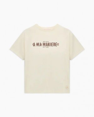 White Converse Converse x A Ma Manière Gold Standard Men T Shirts UK | C-65381279