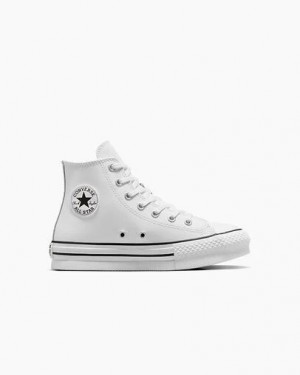 White / Beige White / Black Converse Chuck Taylor All Star EVA Lift Leather Kids' Platform Shoes UK | C-73540269