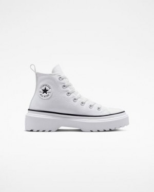 White / Black Converse Chuck Taylor All Star Lugged Lift Platform Kids' Canvas Shoes UK | C-46128059