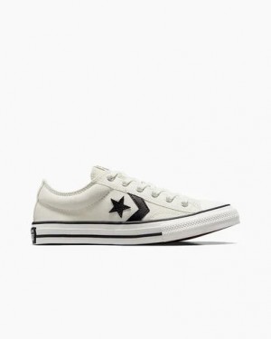 White / Black Converse Star Player 76 Foundational Kids' Canvas Shoes UK | C-21304869