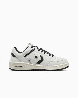 White / Black Converse Weapon Leather Men Tennis Shoes UK | C-57629039