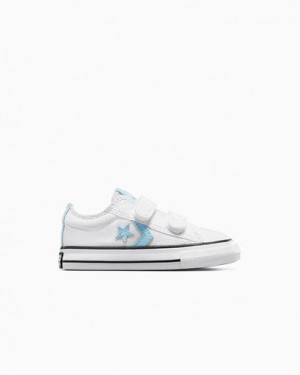 White / Blue / White Converse Star Player 76 Kids' Sneakers UK | C-02574189