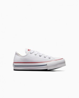 White / Dark Red / Navy Converse Chuck Taylor All Star EVA Lift Kids' Platform Shoes UK | C-13458729