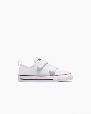 White / Dark Red / Navy Converse Chuck Taylor All Star 2V Kids' Canvas Shoes UK | C-08326719