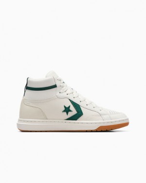 White / Green Converse Pro Blaze Classic Sport Luxe Women Basketball Shoes UK | C-92051349