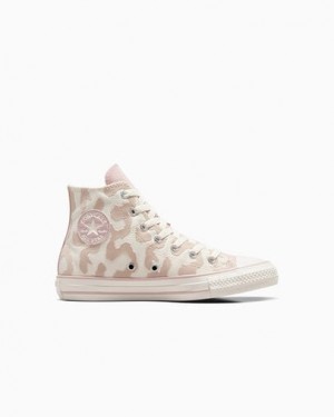 White / Grey Converse Chuck Taylor All Star Leopard Kids' Sneakers UK | C-60184329