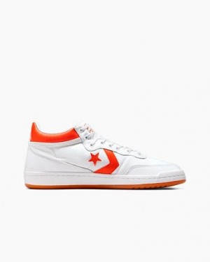 White / Orange Converse CONS Fastbreak Pro Leather Men Skate Shoes UK | C-65893479