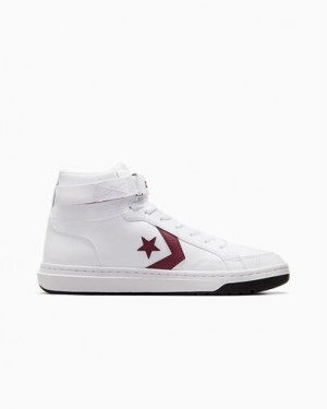 White / Pink Converse Pro Blaze V2 Leather Men Basketball Shoes UK | C-96437589