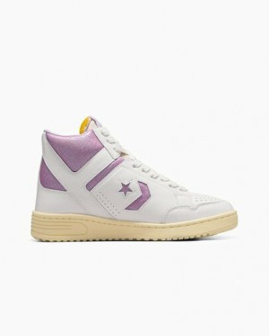 White / Purple Converse Shai Weapon Women Basketball Shoes UK | C-26841079