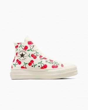 White / Red / Green Converse Chuck Taylor All Star Lift Women Platform Shoes UK | C-52860439