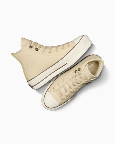 Beige Converse Chuck Tayor All Star Lift Women Platform Shoes UK | C-53482679