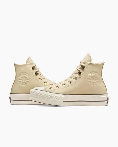 Beige Converse Chuck Tayor All Star Lift Women Platform Shoes UK | C-53482679