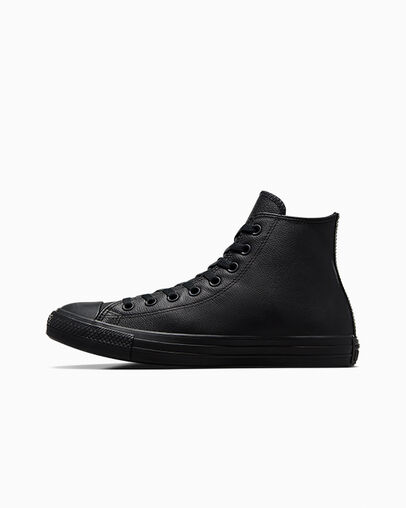 Black Converse Chuck Taylor All Star Leather Men Sneakers UK | C-39764859